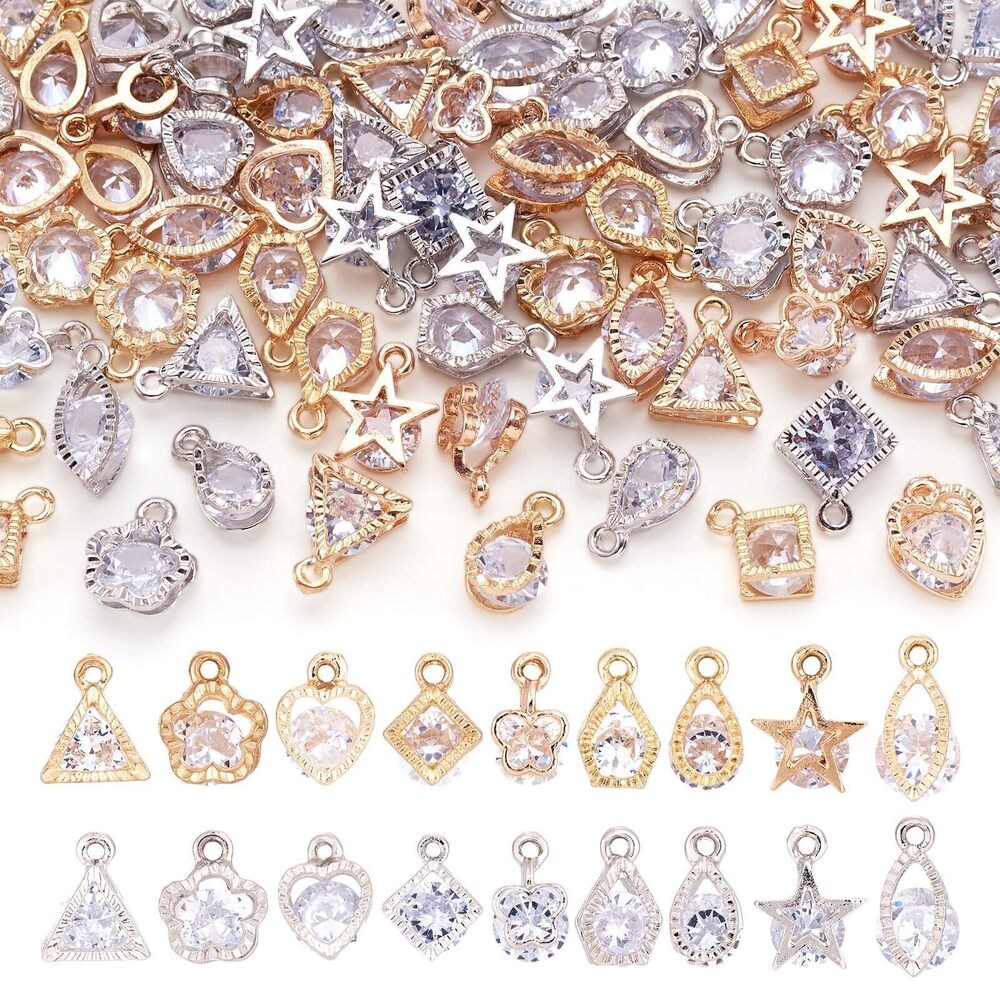 2551 Beadthoven 1 Box 80Pcs 10 Styles Cubic Zirconia Alloy Rhinestone